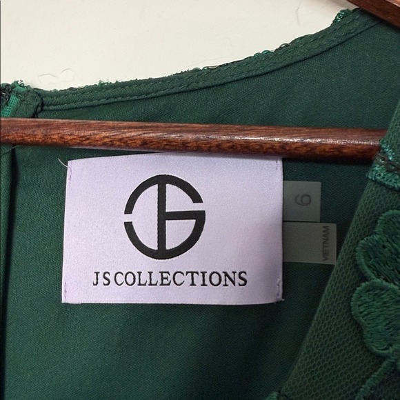 JS Collections Embellished Mermaid Gown Jewel Green Size 6 - Picture 3 of 6